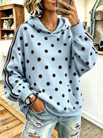 Felpa con cappuccio casual oversize a pois