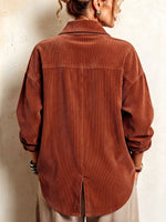 Elegant Asymmetrical Corduroy High-low Hem Blouse