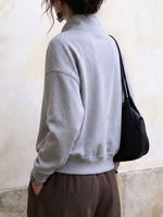Women's Asymmetrical Zip-Up High Neck Textured Pullover