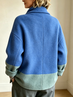 Chic Two-tone Wool-blend Asymmetrical Cardigan Jacket