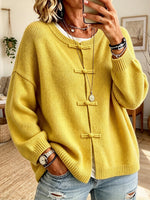 Thick-knit Cardigan With Vintage-style Frog Closures