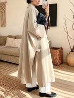 Women's Solid Color Lapel Long-sleeve Casual Loose Long Coat