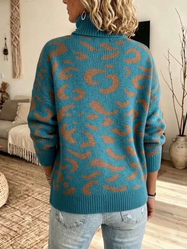 Offen gestrickter Langarmpullover mit V-Ausschnitt und federartiger Textur