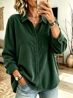 Camicia casual oversize abbottonata in velluto a coste