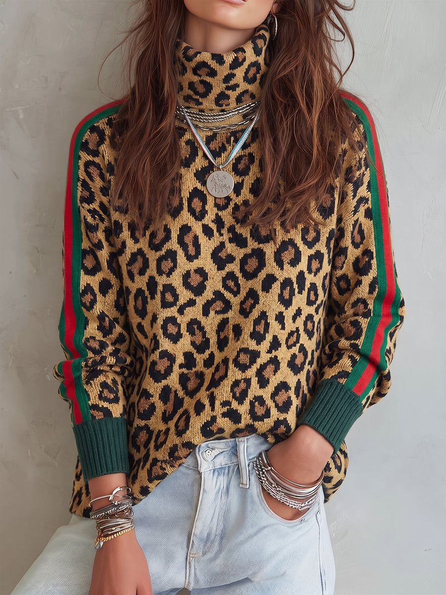 Jersey de punto con intarsia abstracta y vibrante