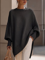 Women's Solid Color Round Neck Long-sleeved Casual Loose Knit Sweater