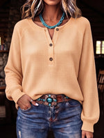 Cozy Waffle Knit Henley Top