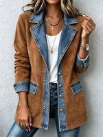 Blazer vaquero informal con paneles de ante sintético