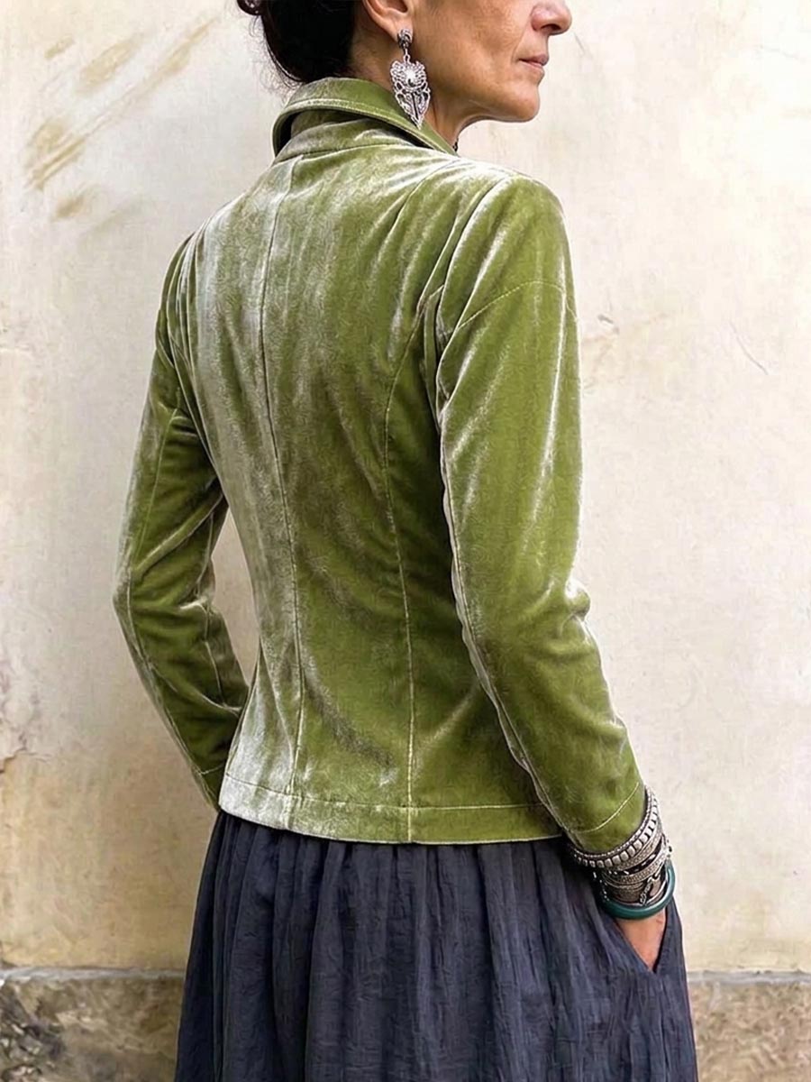 Women's Asymmetric Velvet Wrap Blouse