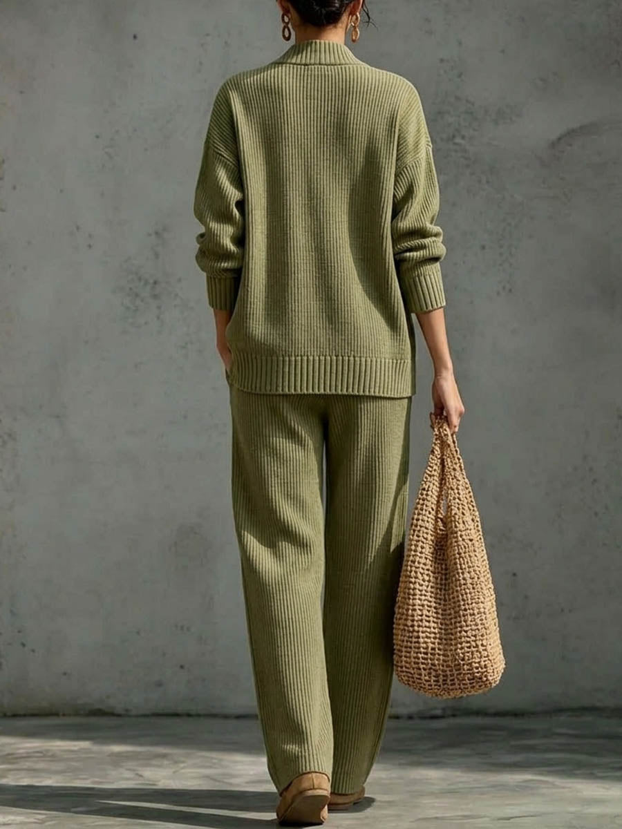 Virina Ribbed Trikita Dupeca Salono Aro Kun Malsimetriaj Butonoj
