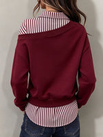 Sudadera casual de algodón con panel de rayas (estilo de capas sintéticas)