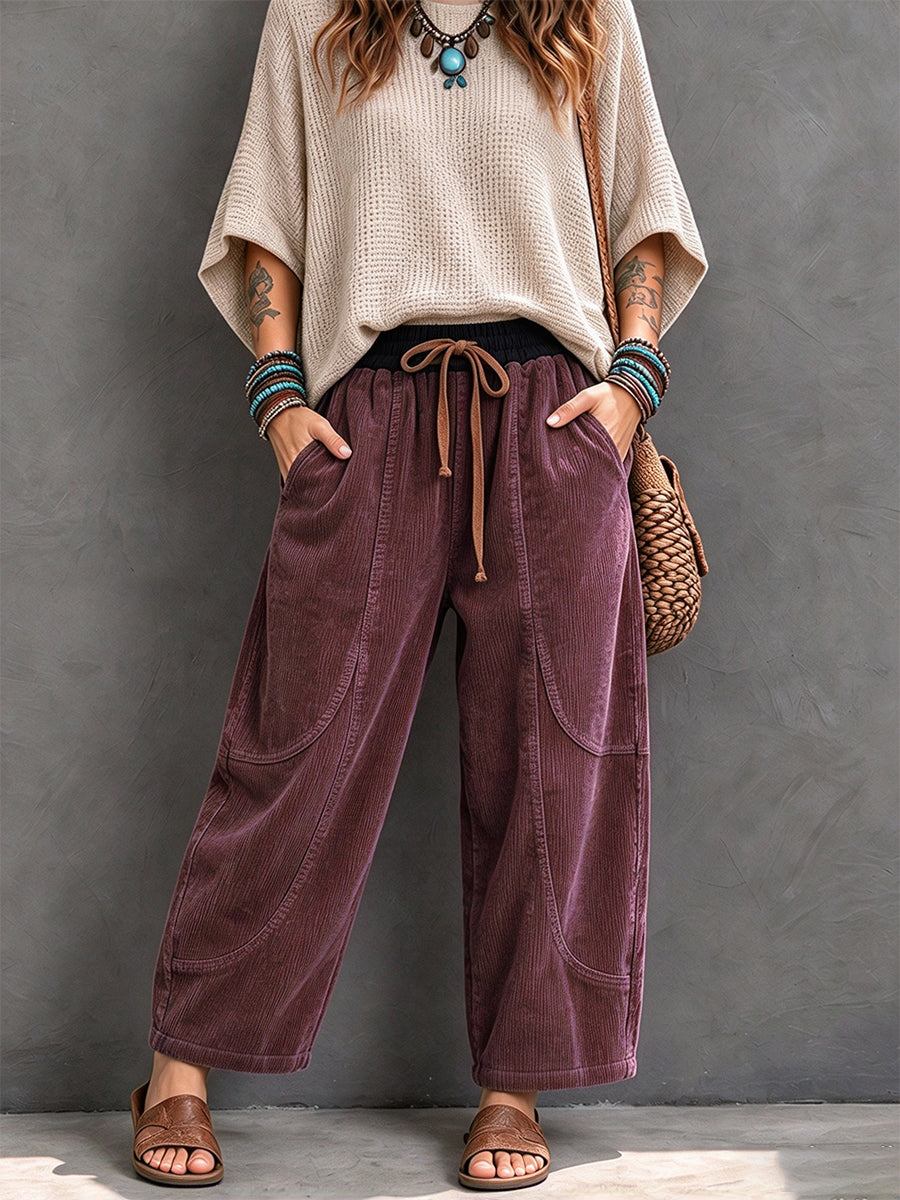 Casual Harem Pantalonoj Kun Elasta Talio