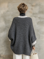 Komforta Malstreĉita Vintage Lace Tondita Trikita Svetero