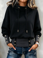 Felpa casual con coulisse e collo alto