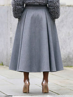 Chic Wool-blend A-line Midi Skirt