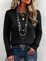 Cozy Classic Solid Cable-knit Crewneck Sweater