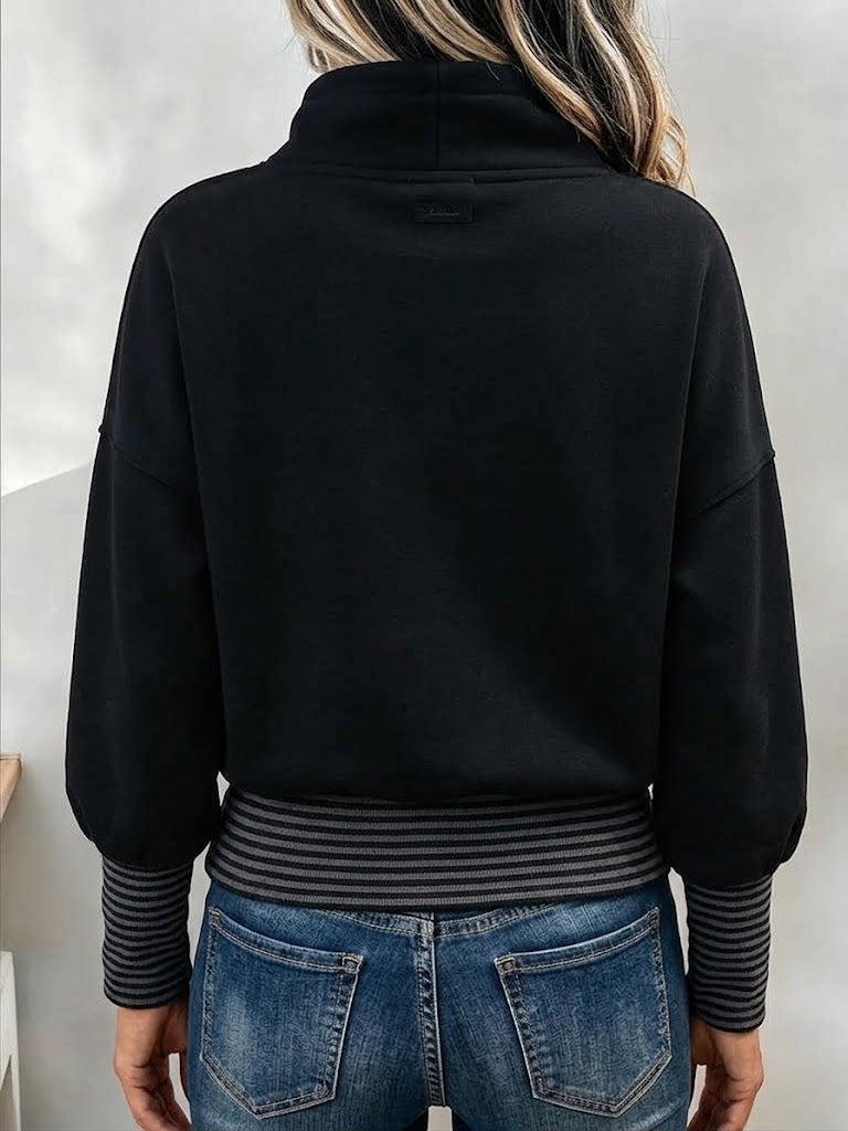 Felpa casual con coulisse e collo alto