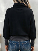 Felpa casual con coulisse e collo alto