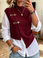 Gilet in maglia chic e camicia bianca in due pezzi