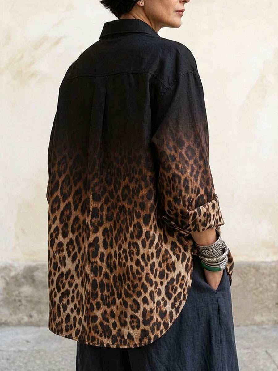 Camicia oversize da donna con stampa leopardata Ombre.