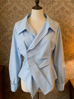 Camisa de algodón estilo cruzado asimétrica elegante