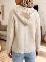 Durchbrochener Häkel-Cardigan mit Kapuze
