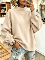 Cozy Pink High-neck Oversized Sweatshirt
