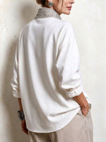 Asymmetrical Rhinestone Collar Button-up Top