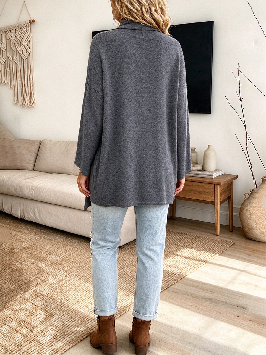 Cardigan in maglia con tasca frontale aperta accogliente autunno inverno chic