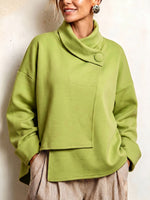 Cozy Asymmetric Cowl Neck Sweatshirt Top