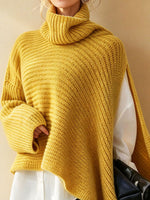 Übergroßer Poncho-Pullover mit Rollkragen und asymmetrischem Saum