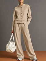 Casual And Comfortable Cotton Sweatshirt Cardigan And Pants Two-piece Set