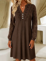 Elegant Emerald Lace-Trim Pleated Dress