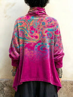 Langes Samttop mit Paisley-Print im Vintage-Stil