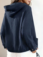 Adjustable Drawstring Hooded Lightweight Jacket