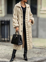 Cozy, Warm, Chunky-knit Cable-knit Long Cardigan