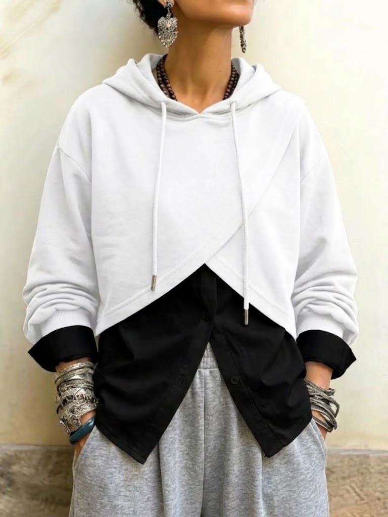 Sudadera con capucha corta y cruzada