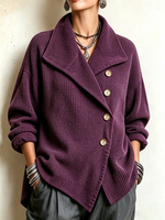 Cozy Asymmetric Chic Purple Knitted Cardigan