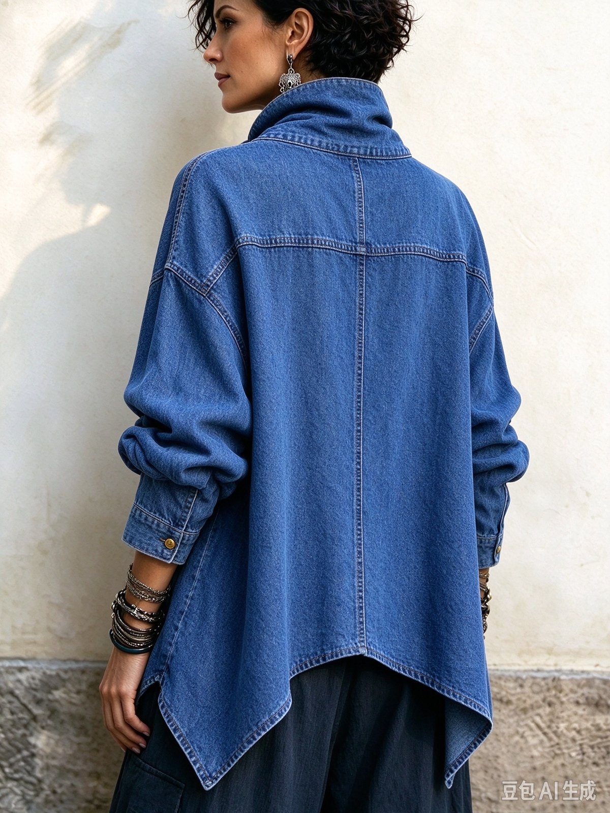 Neformala Denim Malsimetria Buton-supren Jako