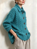 Lässiger Cardigan aus einer Wollmischung mit Zopfmuster
