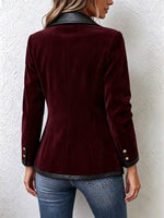 Luxurious Burgundy Velvet Leather-Trim Jacket