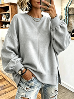 Ŝika Vibra Verda Oversized Casual Long-manika Sweatshirt