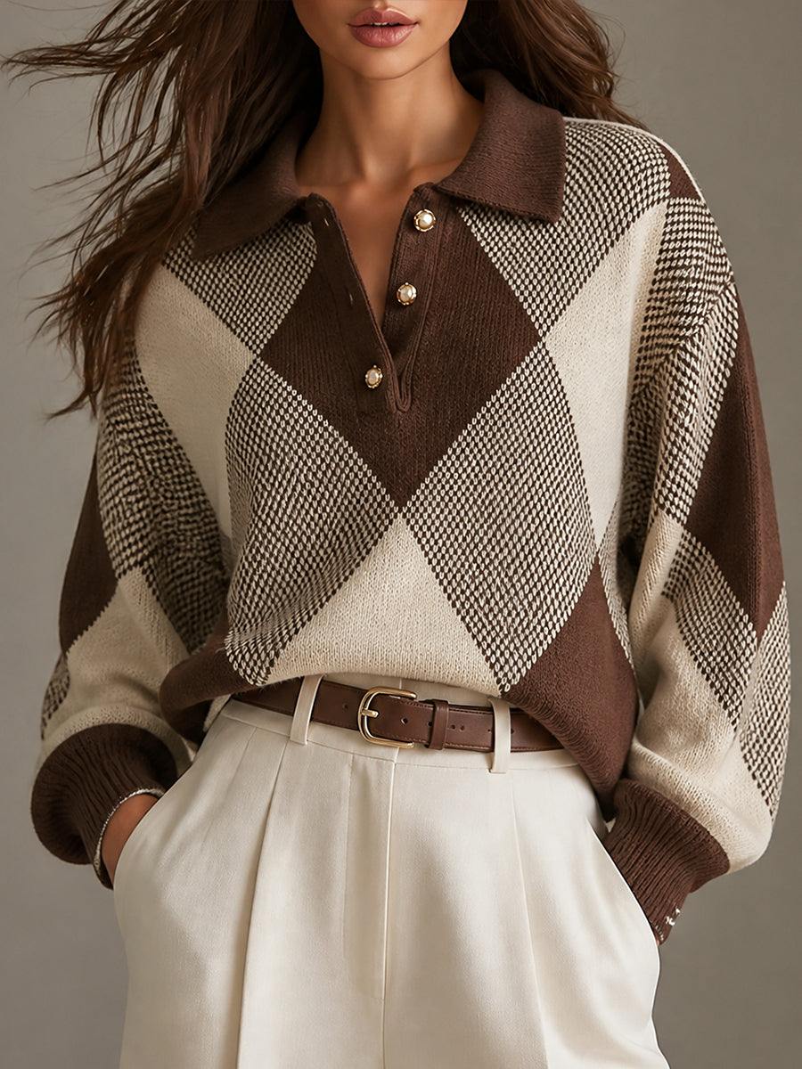 Top de punto con cuello tipo polo y estampado acolchado
