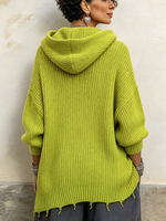 Maglione oversize con cappuccio con coulisse rilassato