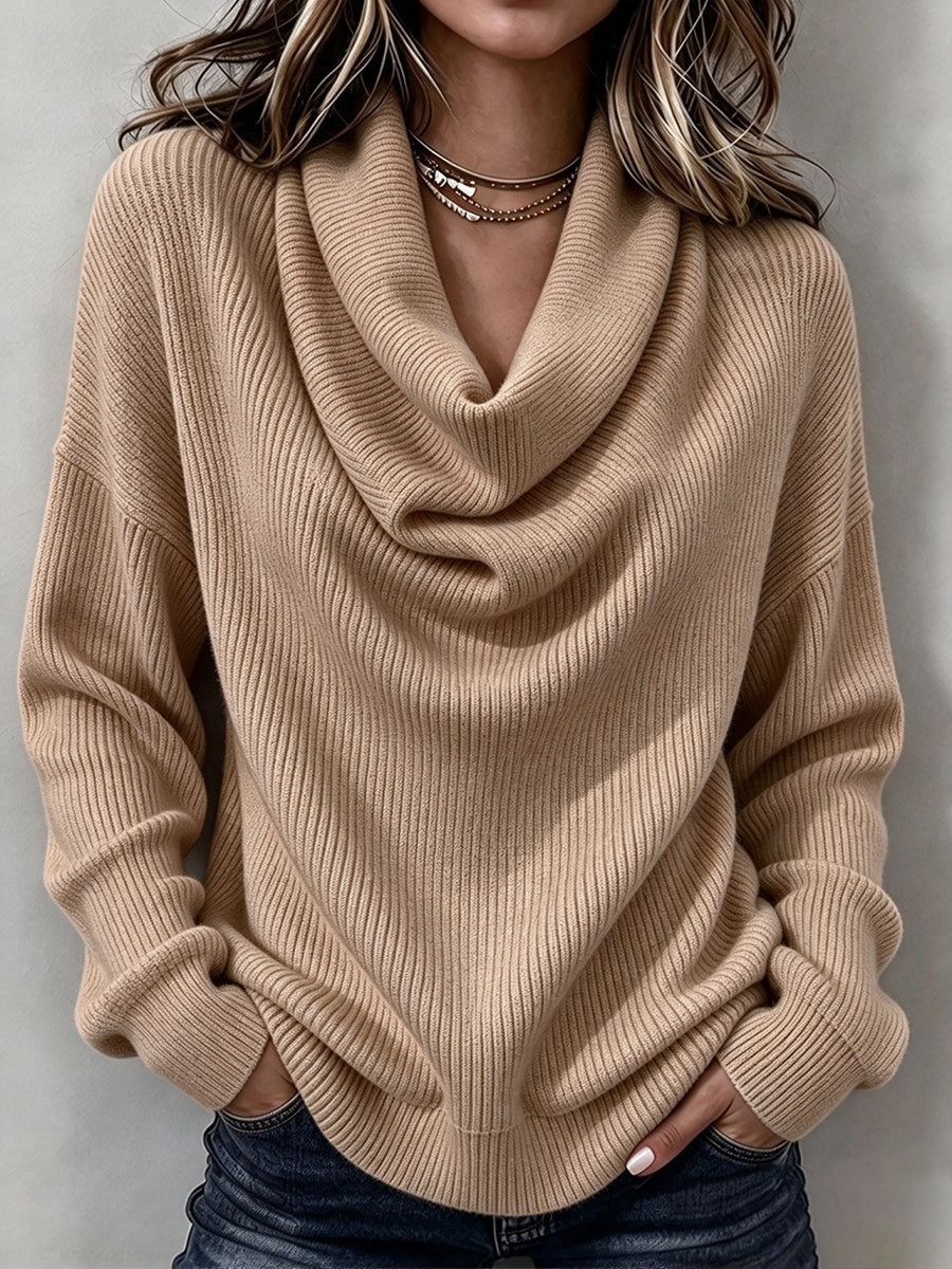 Cozy Ribbed Knit Top with Layered Collar