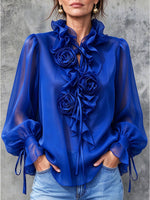 Elegante Rüschenbluse mit Rüschenkragen und durchsichtigen Ärmeln