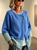 Chic Cozy Two-tone Knitted Asymmetrical Cardigan