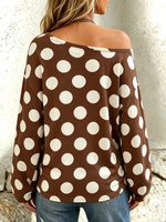Relaxed Off-the-shoulder Polka Dots Cotton Top