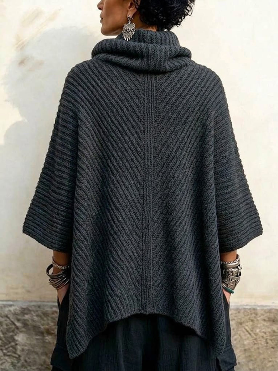 Grobstrickoberteil im Vintage-Stil mit asymmetrischem Reißverschluss