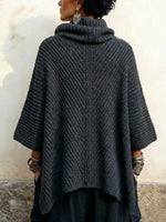 Grobstrickoberteil im Vintage-Stil mit asymmetrischem Reißverschluss